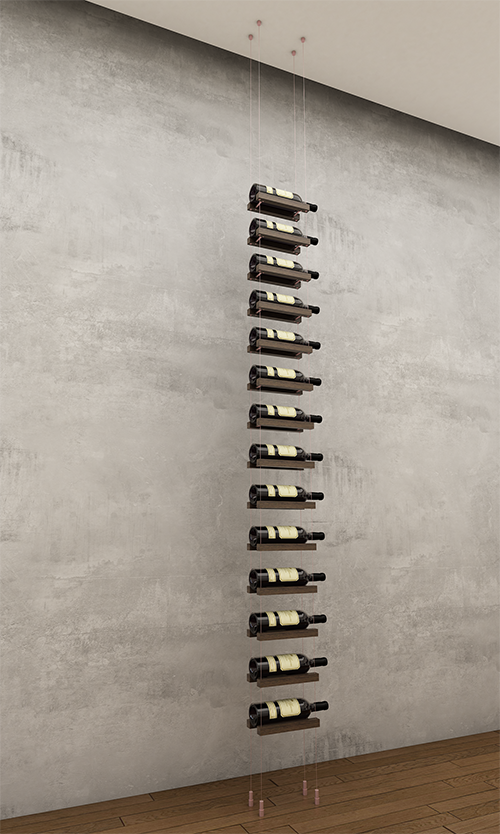 14 bottles ceiling mounted cable wine rack (starter/standalone column)