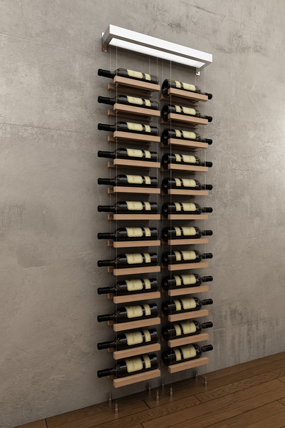 Beautiful wall mounted cable wine rack from Buoyant Wine Storage