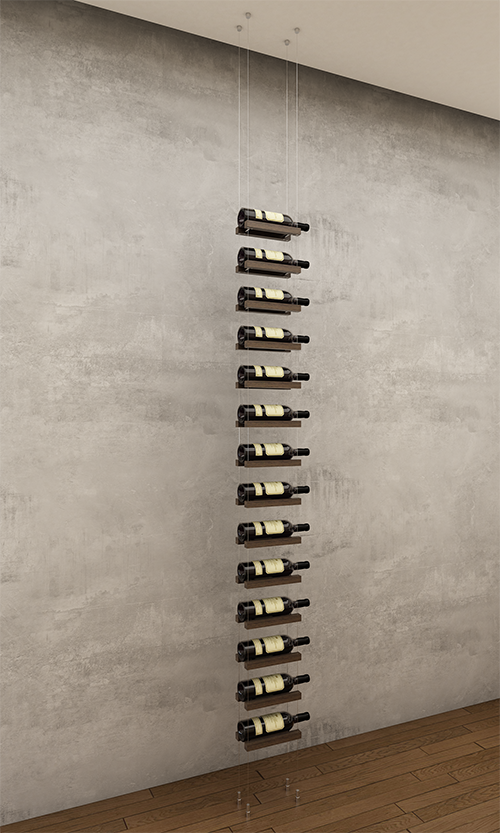 14 bottles ceiling mounted cable wine rack (starter/standalone column)