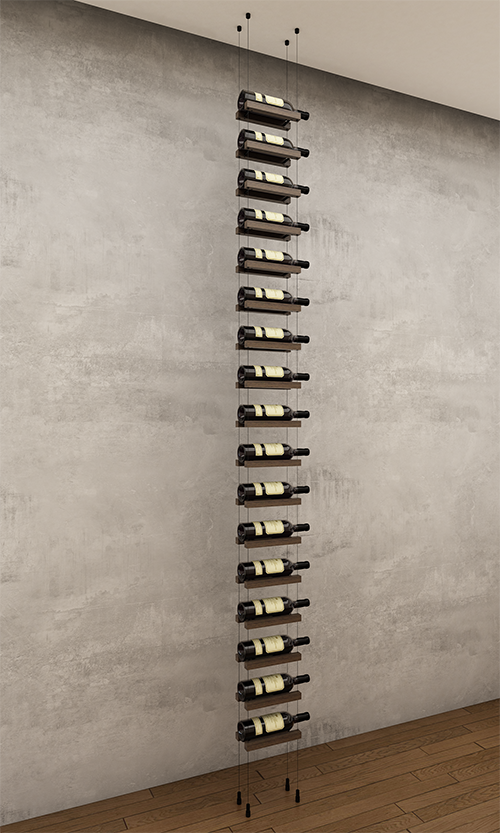 17 bottles ceiling mounted cable wine rack (starter/standalone column)