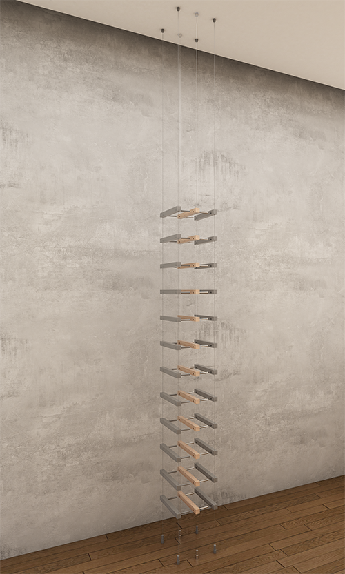 12 bottles ceiling-to-floor cable wine rack (extension column)