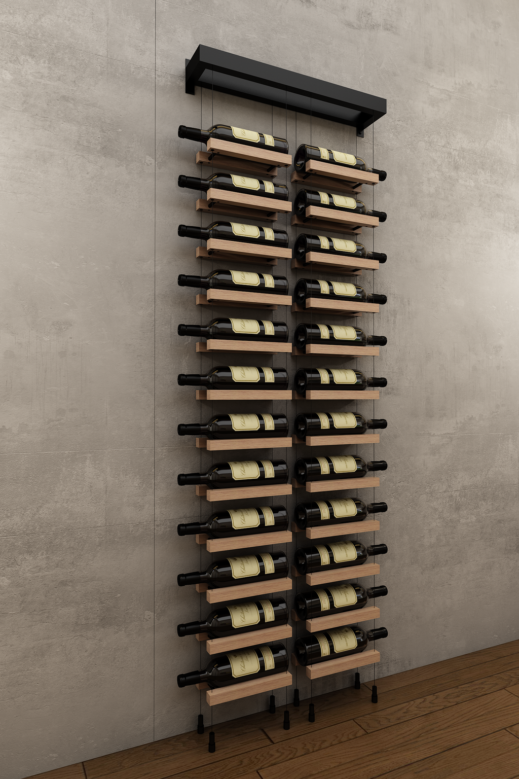 マール ウッドラック Modern Wall Mounted Cable Wine Rack From BUOYANT®