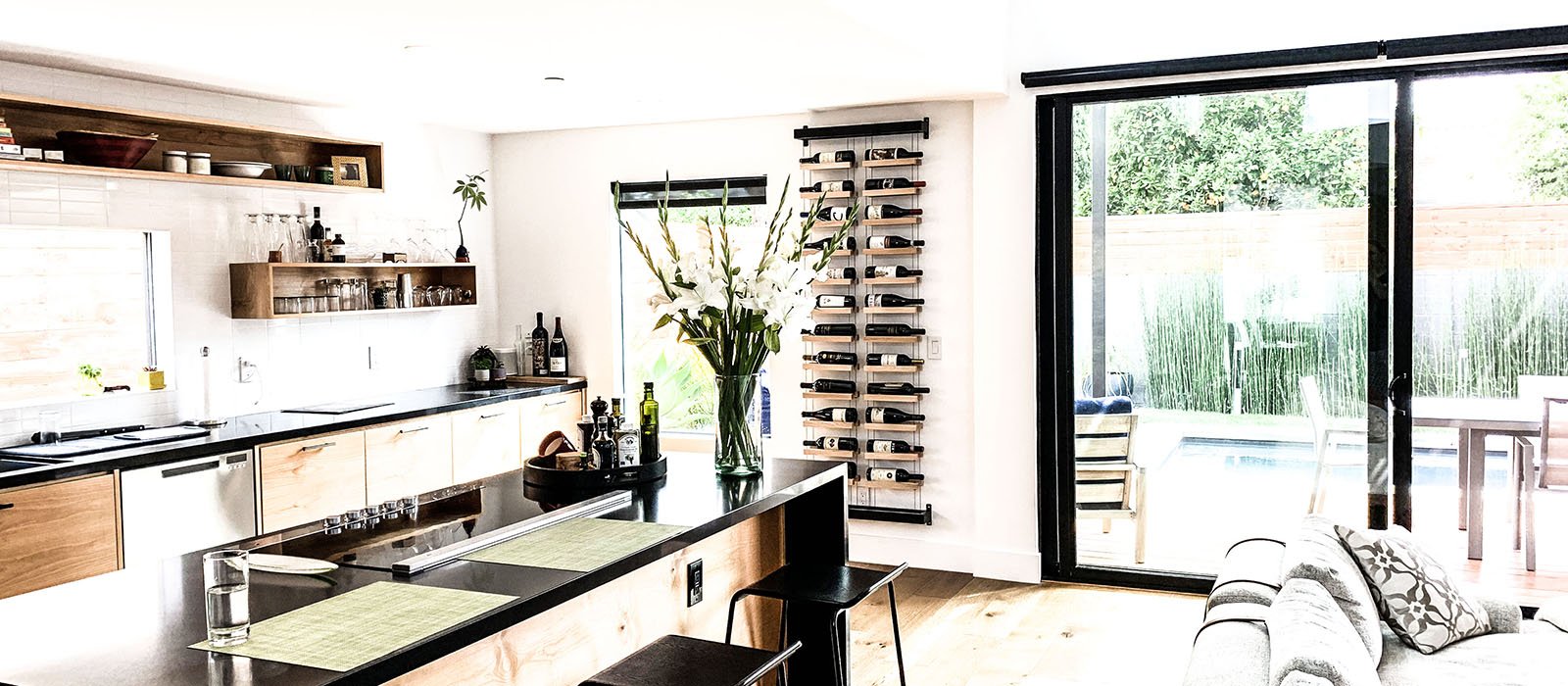 Beautiful wall mounted cable wine rack from Buoyant Wine Storage